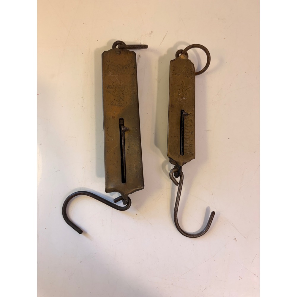 Vintage B&W Co Brass Spring Balance Scales Set of 2 Eagle Star Warranted Balance - Picture 2 of 8